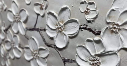 Minimalist Abstract Cherry Blossom Oil Painting - 3D Textured Hand-Painted Floral Wall Art #ZZ146