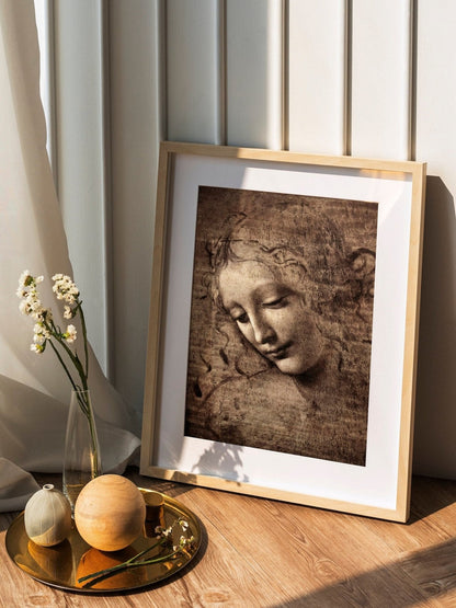 La Scapigliata - Vintage Renaissance Sketch Oil Painting & Female Head Study Portrait #LS042