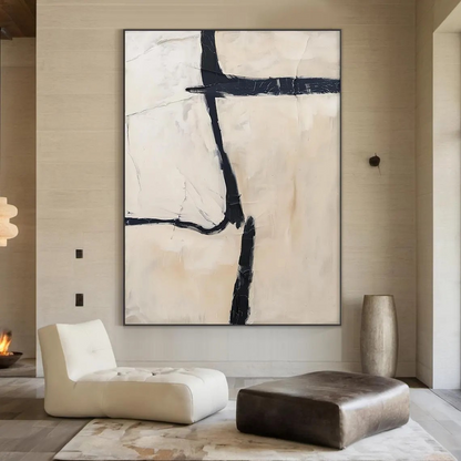 Large hand-painted serene birch forest oil painting with warm woodland tones #AA300
