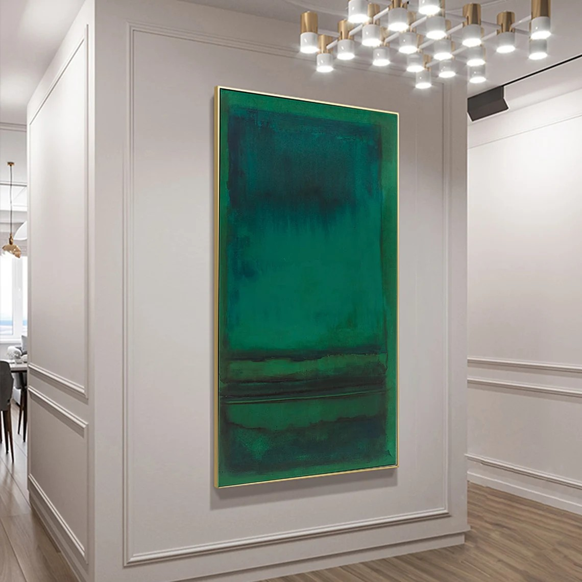 Modern Abstract Green Teal Oil Painting - Large Hand-Painted Contemporary Wall Art on Canvas #TC082