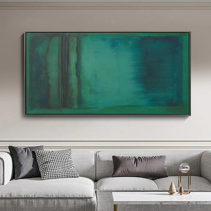 Modern Abstract Green Teal Oil Painting - Large Hand-Painted Contemporary Wall Art on Canvas #TC082