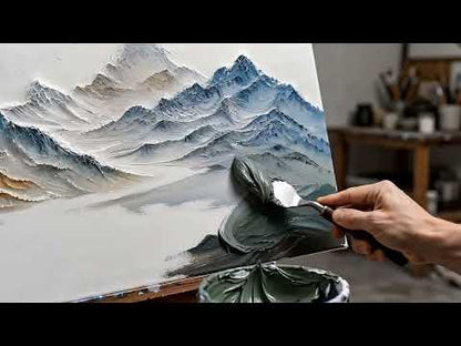 Modern 3D Textured Mountain Range Painting - Large Hand-Painted Landscape Wall Art on Canvas #ZZ145