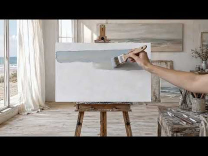 Textured Beach Wall Art - Large Hand-Painted Neutral Abstract Ocean Wave Oil Painting on Canvas #ZZ081