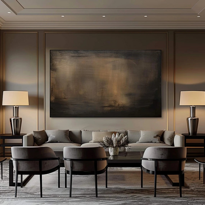 Modern Minimalist Abstract Painting - Large Handmade Brown & Black Textured Wall Decor #TC012