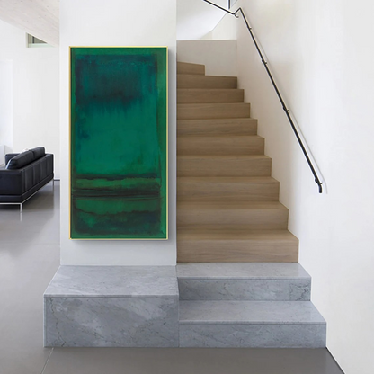 Modern Abstract Green Teal Oil Painting - Large Hand-Painted Contemporary Wall Art on Canvas #TC082