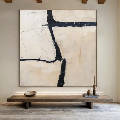 Large hand-painted serene birch forest oil painting with warm woodland tones #AA300