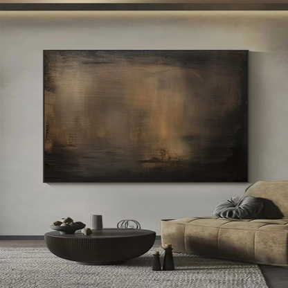 Modern Minimalist Abstract Painting - Large Handmade Brown & Black Textured Wall Decor #TC012