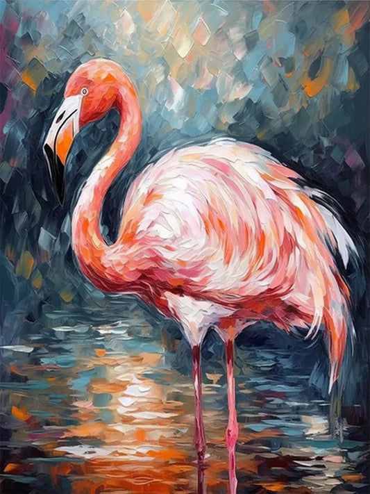 Pink Flamingo Wall Art - Large Hand-Painted Textured Bird Oil Painting on Canvas for Modern Home Decor #ZZ209